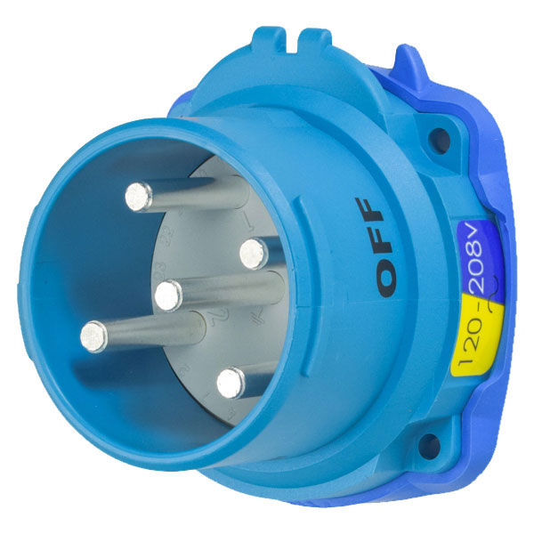 63-38167-A155 - DSN30 INLET POLY BLUE SIZE 2 TYPE 4X IP 69 3P+N+G 30A 120/208 VAC 60 Hz NO AUX WITH NO LOCKOUT HOLE